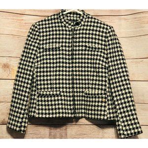 Larry Levine Womens  Jacket‎  Size 12P Black White Checks Wool Polyester